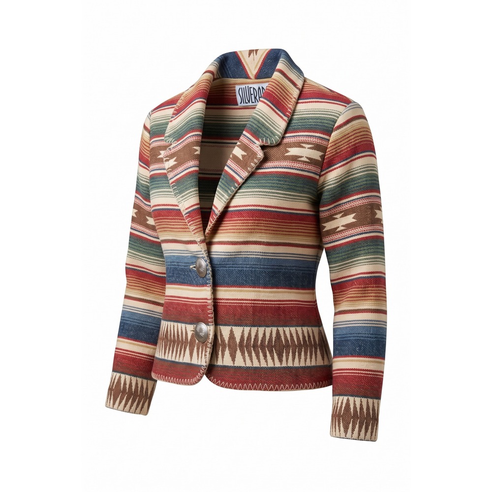 Silverado New Mexico Southwestern Blanket Blazer Jacket Concho Buttons Medium